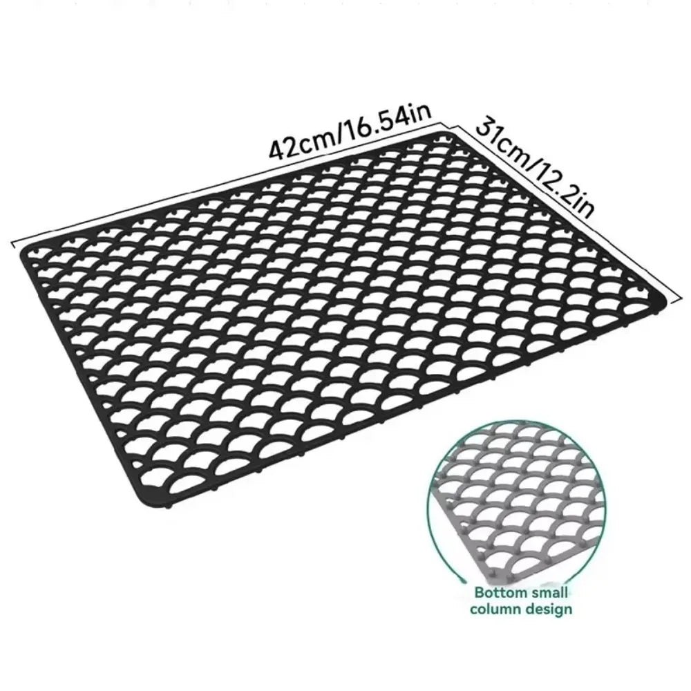 tapis silicone antidérapant protection évier cuisine vaisselle assiettes tasses couverts moderne minimaliste