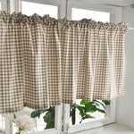 rideau gingham beige blanc champêtre fixé cuisine opacité moyenne dimension 140cm