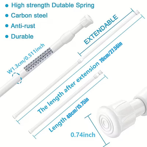 tige rideau douche réglable blanc moderne spirales sans perçage accessoire salle bain chambre