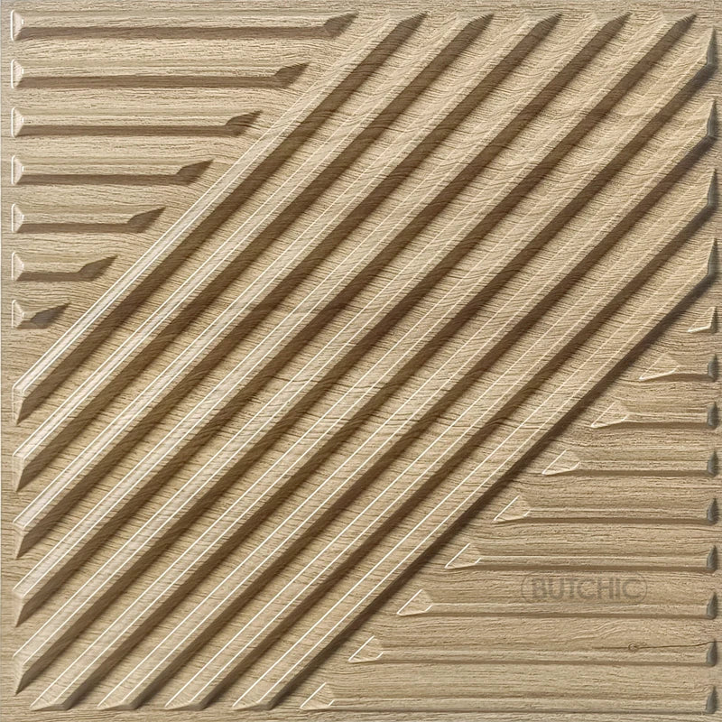 panneaux murals 3d texturés bois adhésifs modernes beige clair 30x30cm 10 pièces decoration interieur