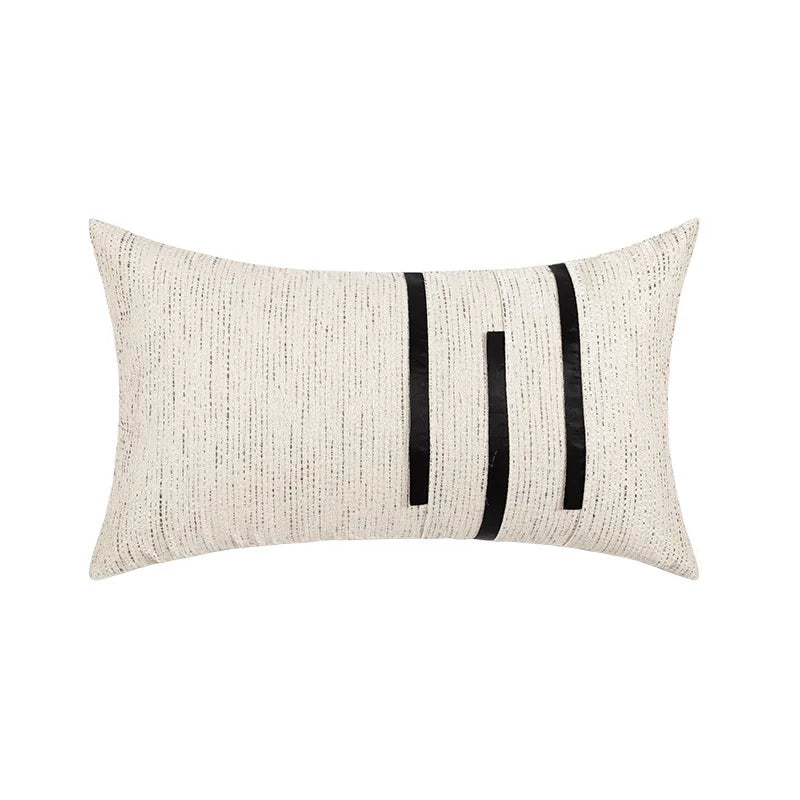 coussin géométrique laine coton contemporain beige gris noir décoratif sofa lit voiture
