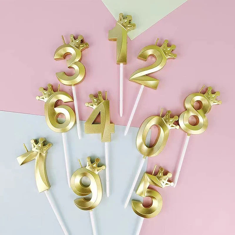 bougies chiffres or festives moderne couronne pique anniversaire mariage numérotation
