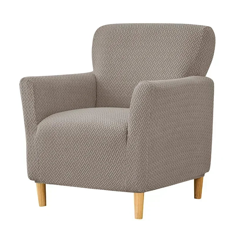 housse fauteuil moderne herringbone gris vert marron polyestère jacquard machine 80cm 90cm restaurant