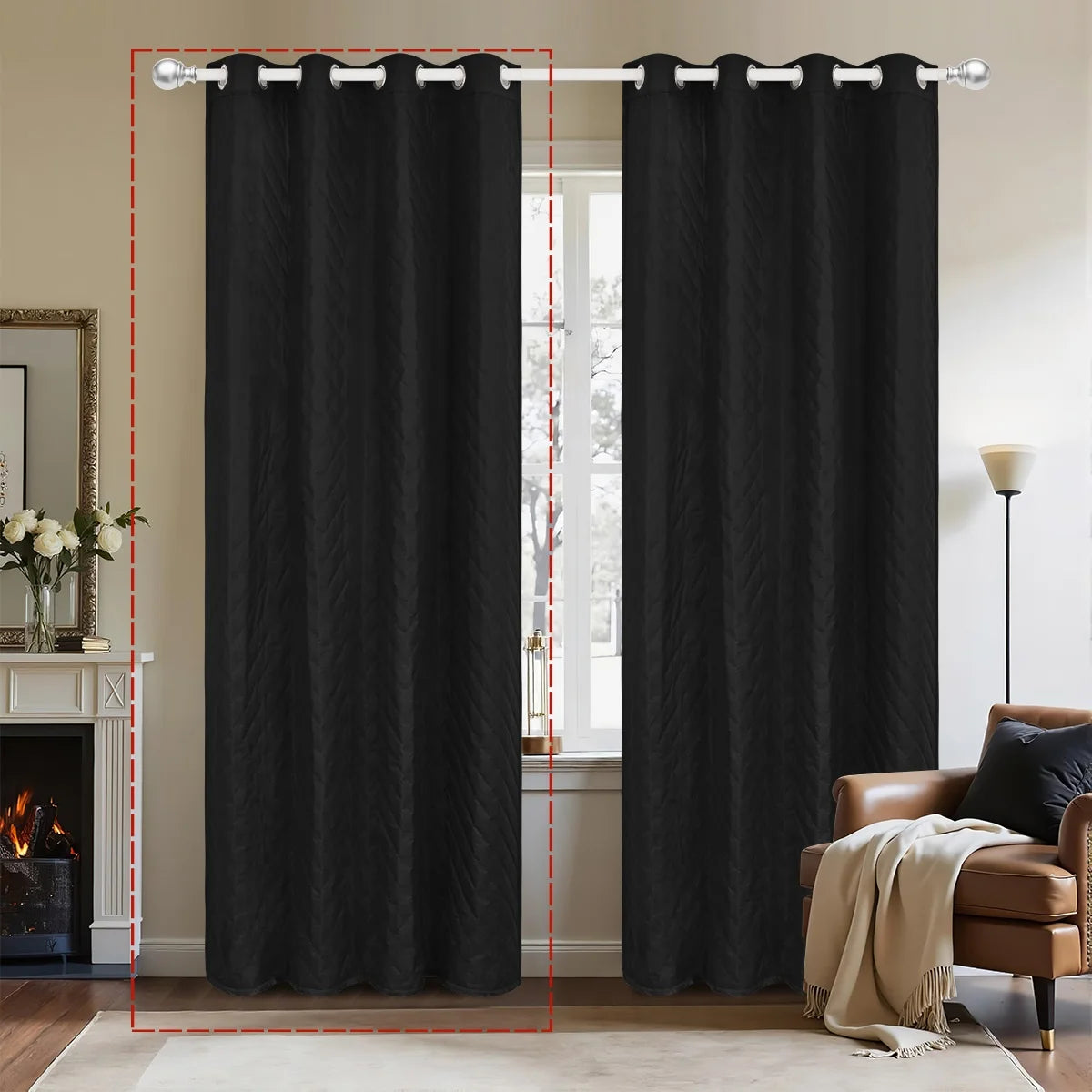 rideau hiver bleu marine moderne opacité 100 polyester anneaux métalliques quilted 132x241cm chambre salon