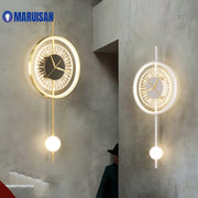 Applique murale LED moderne avec horloge intégrée pour salon, chambre et couloir - Décoration intérieure