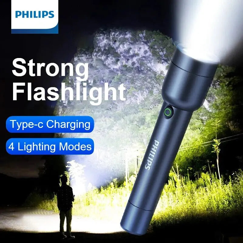 lampe poche rechargeable led 3w 200m lumiere intense gradation continue autodéfense camping
