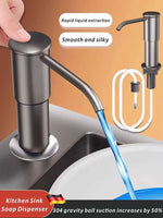 distributeur savon liquide noir mat moderne fixation bouteille savon grille minimaliste cuisine évier