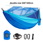 hamac nylon double taille vert olive bleu uni moderne moustiquaire sac rangement ceinture sécurité