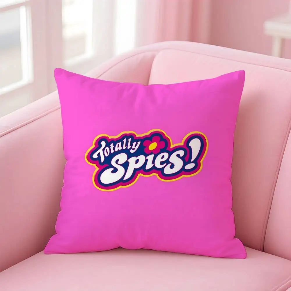 coussin décoratif rose motif dessin animé personnages licence totalement espionnes textile doux maison chambre