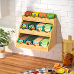 étagère bois moderne vis fixée sache thé rangement cuisine trois niveaux