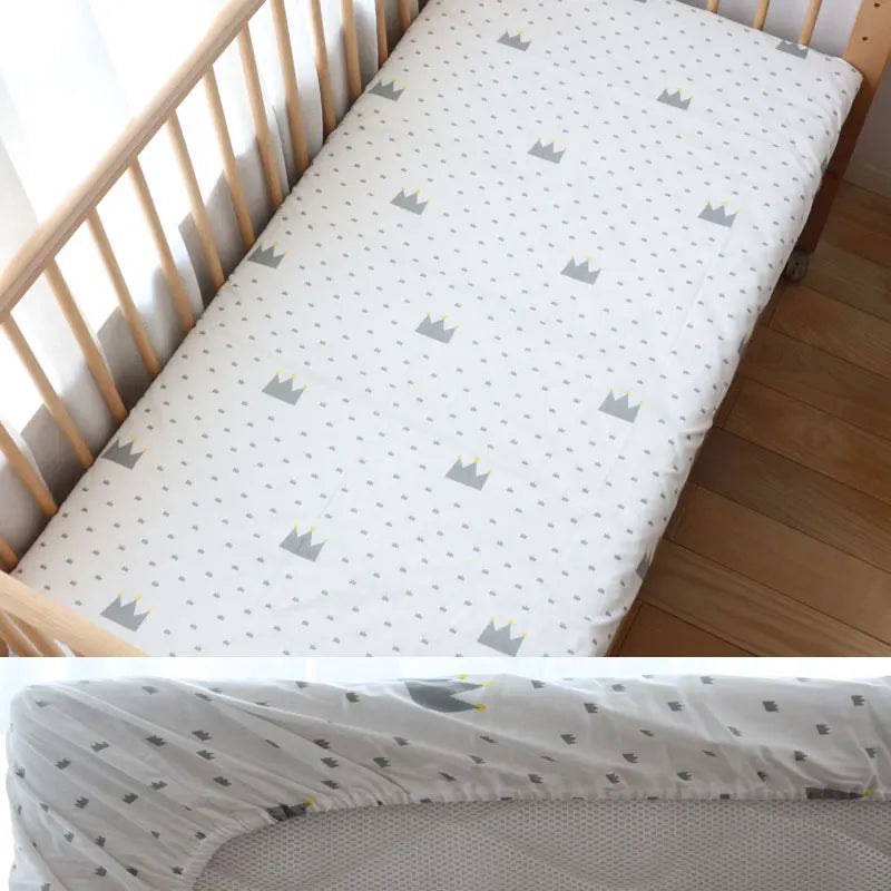 drap housse coton bébé 130x70cm dessins animés personnalisable moderne blanc beige bleuclair gris vert
