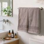 serviettes toilette coton ondulées gris modernes salle bain durable machine laver 34x74cm anneaux murales