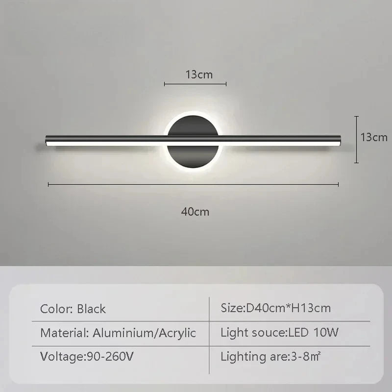 lampe murale miroir or noir minimaliste moderne 40 60 cm tricolore blanc chaleur led