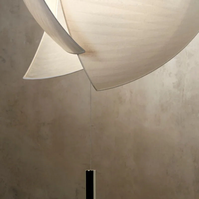 lampe suspendue moderne blanche rayures fines tissu opaque salon chambreôtel pendentif cordon assemblage