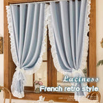 rideaux vintage rose clair bleu clair beige translucides ruches blanches maison