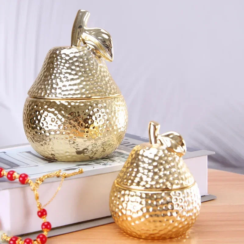 boîte bijoux fruit forme céramique or argent texture martelée moderne décoration rangement