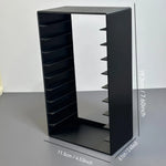 rangement cassettes audio noir boîte plastique opaque boitiers transparents modernes salon.storage organizer