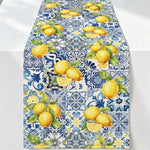 tableau table lin motif citron bleu carreaux floral méditerranéen italien noël halloween pâques