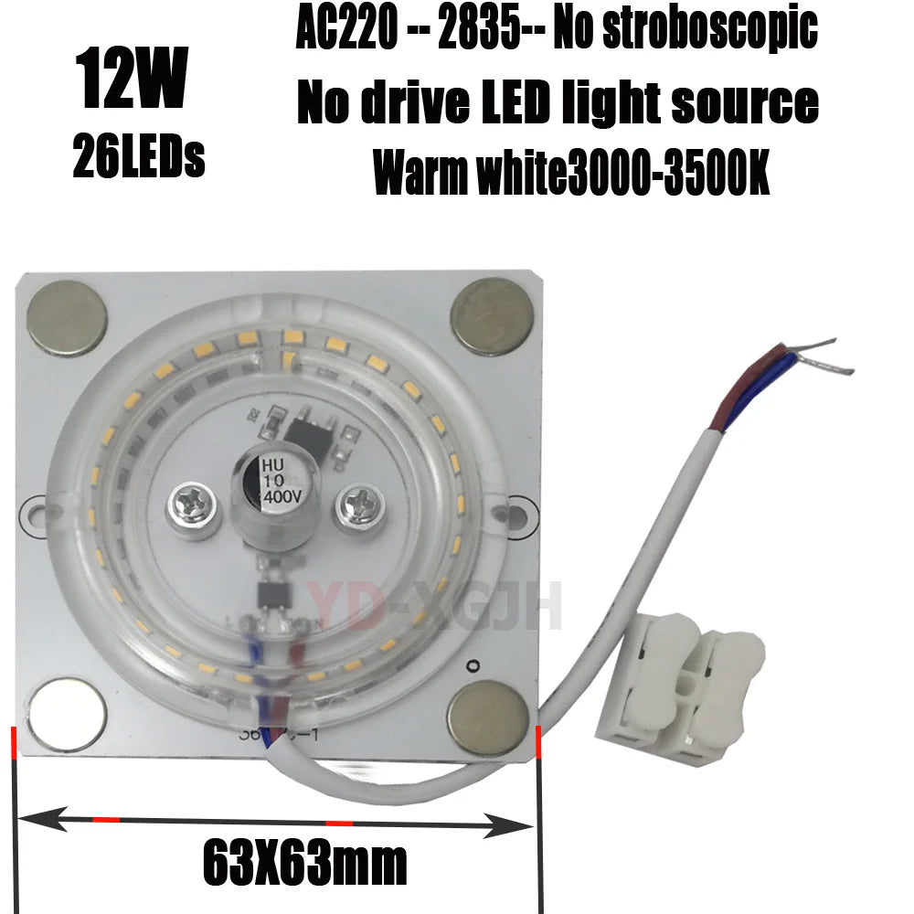 ampoule led circulaire 12w blanc pur blanc chaud clips moderne 63x63mm