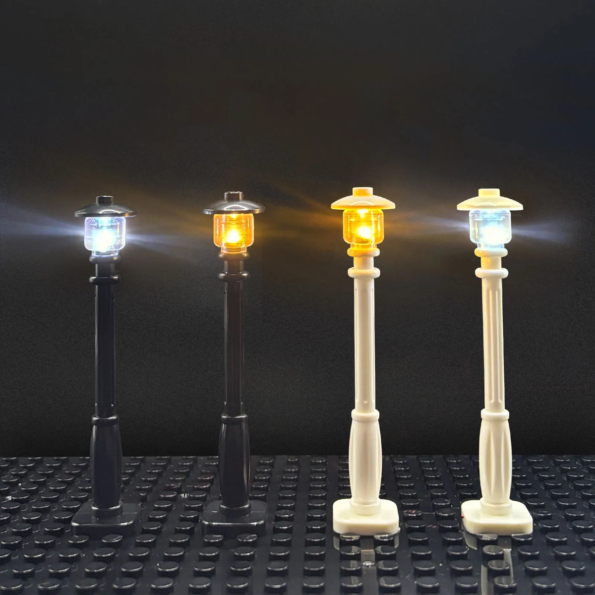 lampadaires miniatures classiques noirs blancs simples usb 10 pièces extensions câbles constructeurs