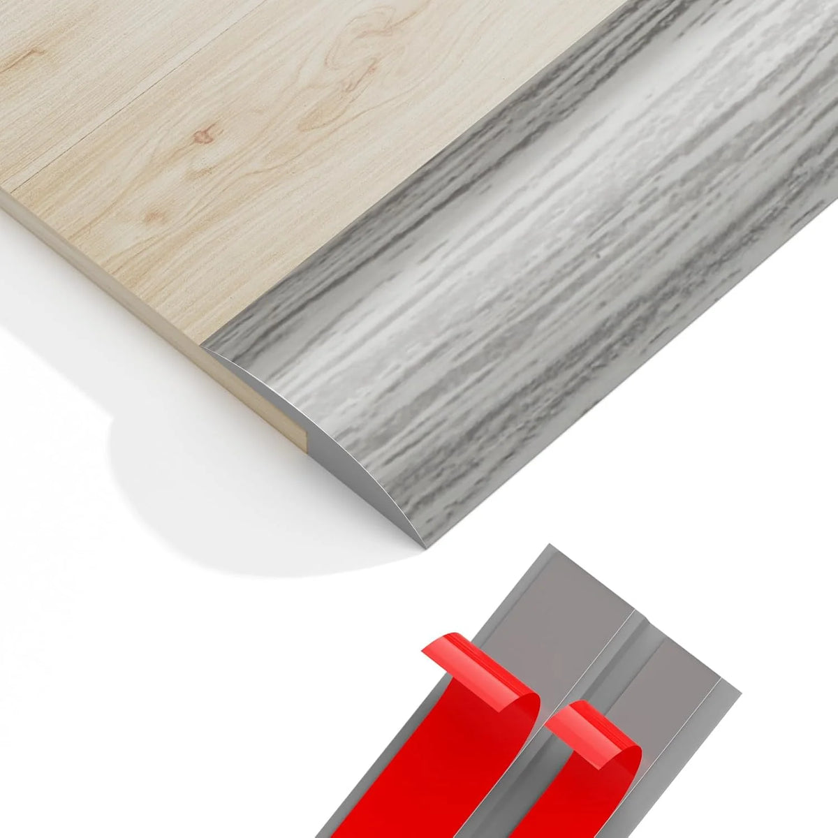 profil seuil pvc adhésif 39.37 pouces long gris clair beige rouge aspect bois