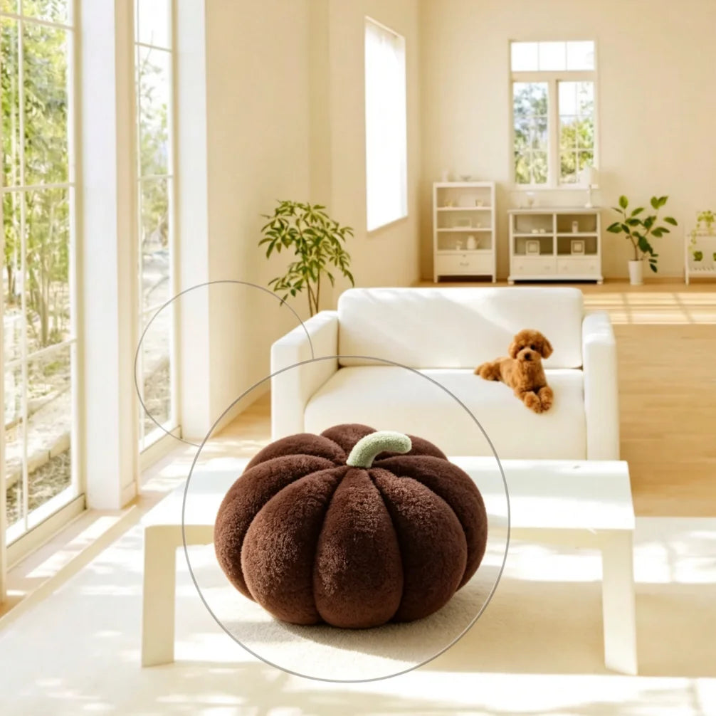 coussin peluche forme citrouille doux décoratif salon lit canapé maison couleur orange marron