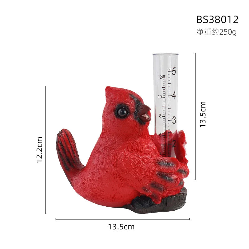 thermomètre décoratif résine oiseau cardinal chouette grenouille rouge vert marronclairextérieur jardin animalier