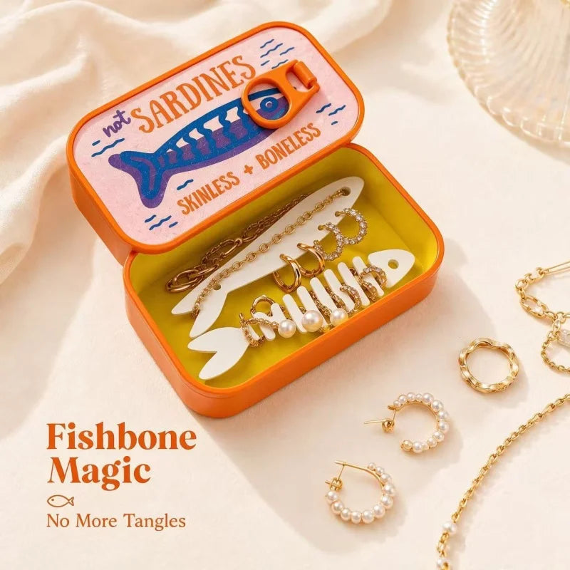 boîte bijoux sardine poisson créative moderne rose bleu orange dorée portable voyage