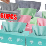 serviettes microfibre gris vert rose boîte 60 pièces nettoyage moderne cuisine maison