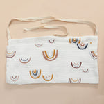 sac rangement lit bébé coton coeurs dorés gris simple double poche fixation ruban