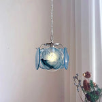 lampe suspendue moderne verre coloré transparent chaîne métallique salon chambre restaurant
