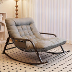 fauteuil bascule moderne deux places marron blanc gris orange coussins texturés chambre salon