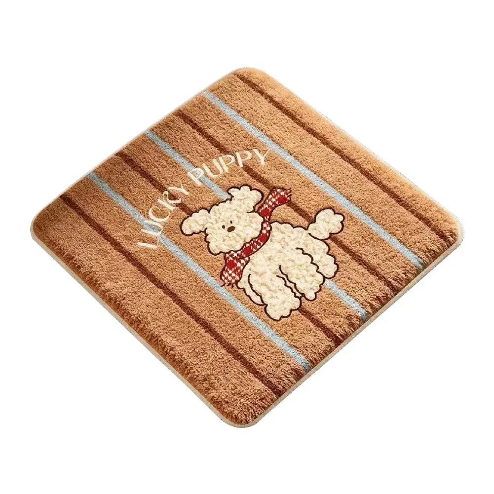coussin carré doux cartoon chats chiens beige antidérapant fibre polyester lavable