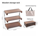 étagère pliable bois brun clair moderne trois niveaux clips fixation multifonctionnelle campingintérieur