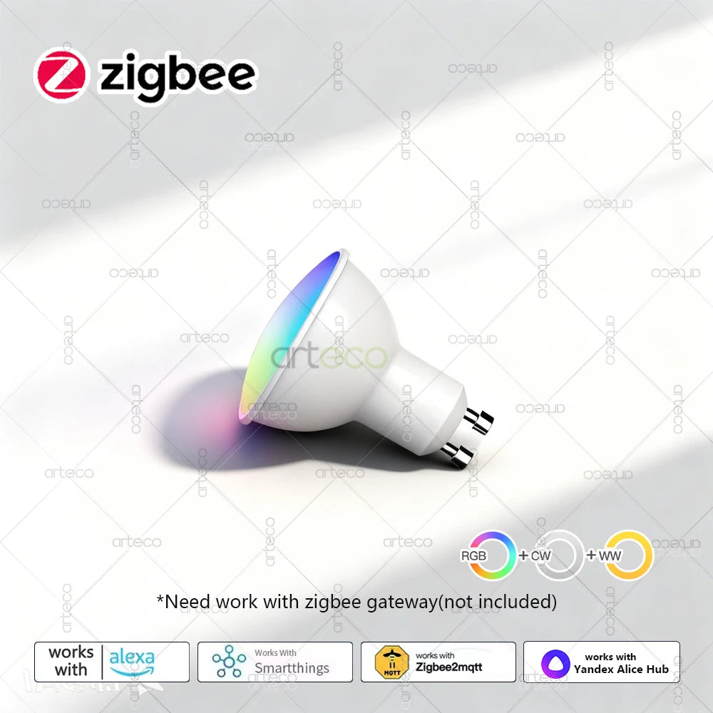 ampoule led intelligente blanc moderne zigbee compatible alexa echo rgbcw dimmable 5w translucent chambre