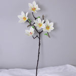 Branche artificielle magnolia fleurs simples feuilles vertes blanc rose jaune verte decoration intérieur