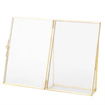 cadre photo or minimaliste verre transparent geometrique ouverture deux parties pieds