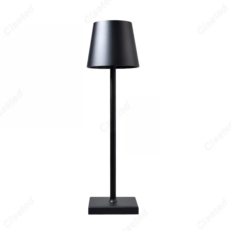 lampe table rechargeable batterie usb ip54 acier inoxydable contemporaine 3000k noir basse consommation tactile