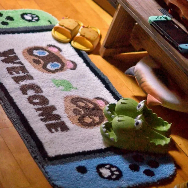 tapis multicolore thème jeux vidéo motifs manettes bienvenue créatif facile nettoyer résistant décoloration polyester