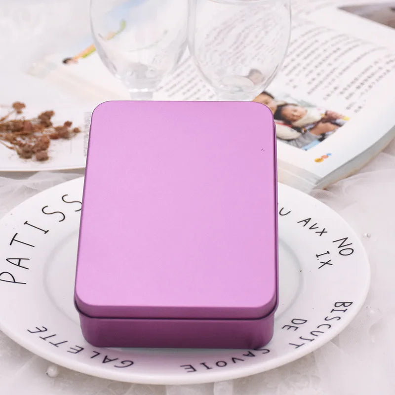 boîtes rangement métal boîte bijoux bleu clair blanc rose doré noir violet rouge minimaliste