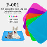 tapis toilettage animal compagnie bleu vert orange rose moderne imperméable 39x56cm 41x69cm horizontal
