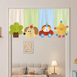 bannière décoration porte fenêtre motif carreaux fruits animaux kawaii enfant 95x45cm