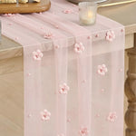 nappe tulle transparente motif floral 3d rose bleu vert blanc festive mariage