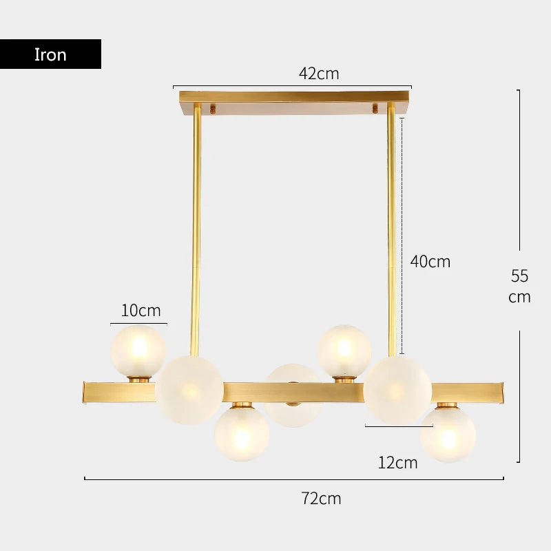 suspension lumineuse moderne boules translucides or blanc ampoules led 12 têtes cuivre