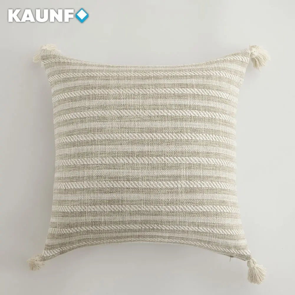 housses coussins carreaux beige blanc rustique 30x50cm 45x45cm décor canapé lit chaise voiture