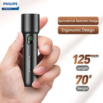 lampe torche noire moderne rechargeable led compact 125mm 70g abs matériaux