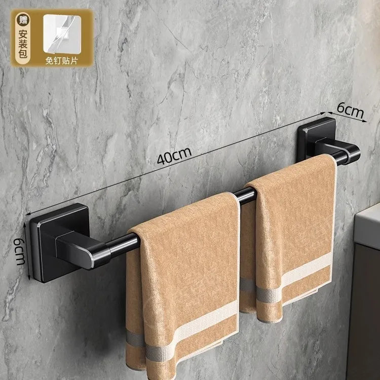porte serviettes mural moderne aluminium gris lisse auto salle bain sans perforetion étageries