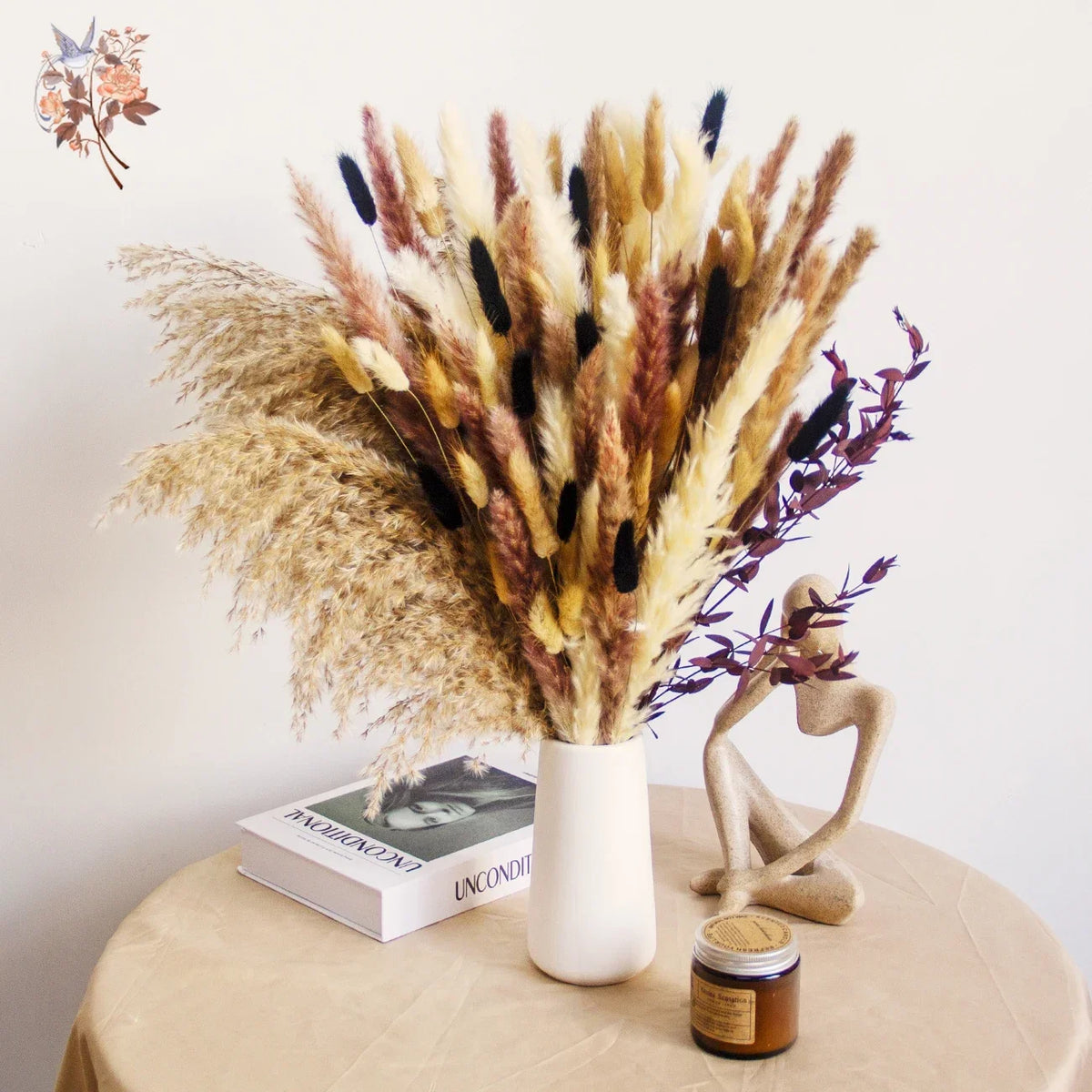 bouquet fleurs séchées naturelles violettes décoration maison anniversaire mariage rustic vintage