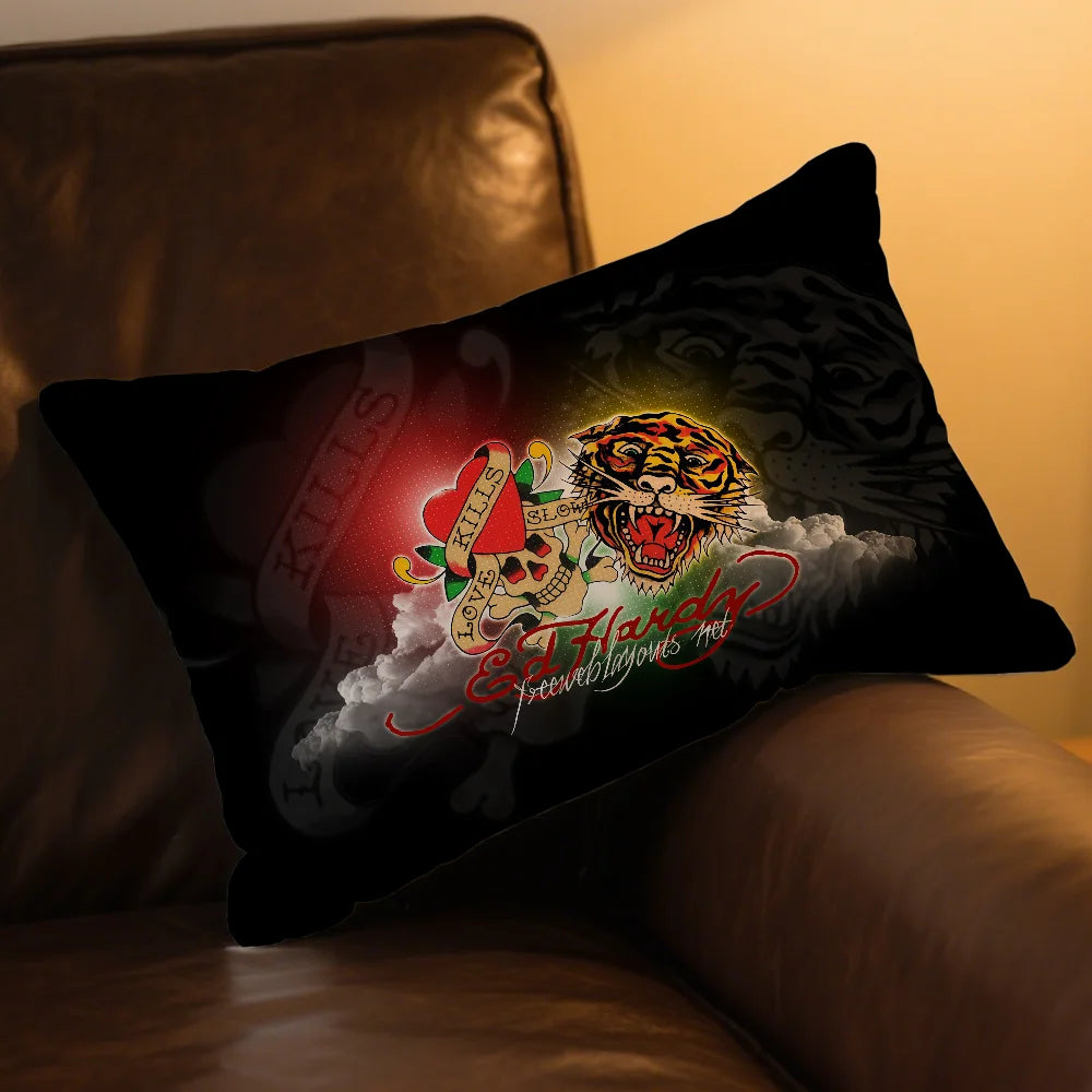 taie d'oreiller motif tigre poissons roses crânes love life graphique 100 polyester double face