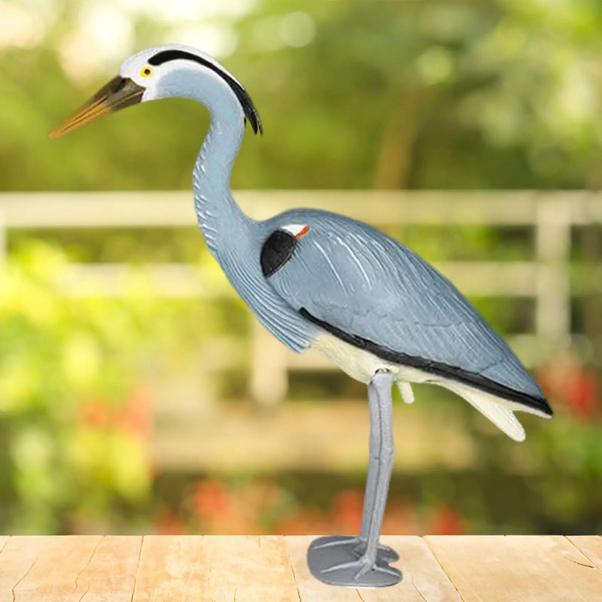 statue heron gris oiseau blanc deco jardin piscine patio exterieur ornement animal réaliste